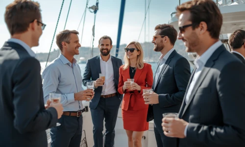 Corporate catamaran hire Barcelona networking event Corporate catamaran hire Barcelona networking event