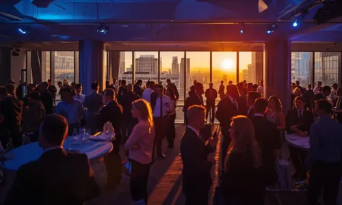 Rooftop corporate event in Barcelona at sunset Rooftop corporate event in Barcelona at sunset