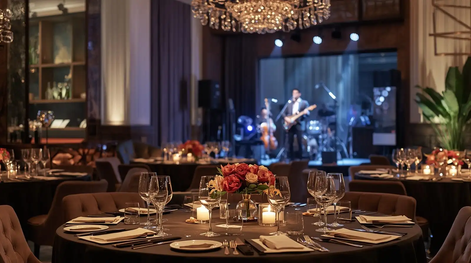 Corporate gala dinner venue in Barcelona with elegant table setting